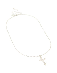 Silver Molten Cross Pendant Necklace - link has visual effect only