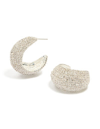 Silver Diamante Thick Hoop Earrings - link has visual effect only