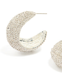 Silver Diamante Thick Hoop Earrings - link has visual effect only