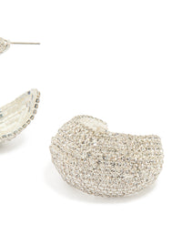 Silver Diamante Thick Hoop Earrings - link has visual effect only