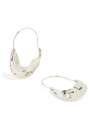 Silver Skinny Thick Detail Hoop Earrings - link has visual effect only