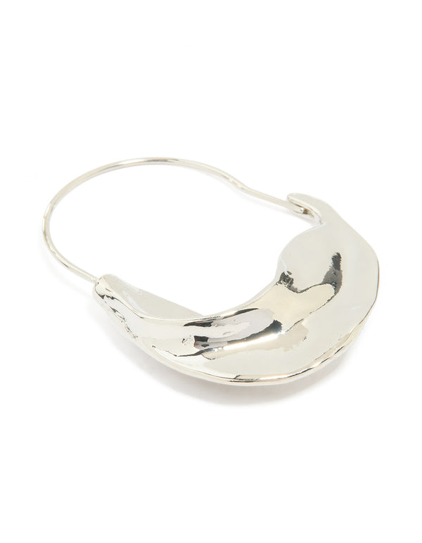 Silver Skinny Thick Detail Hoop Earrings