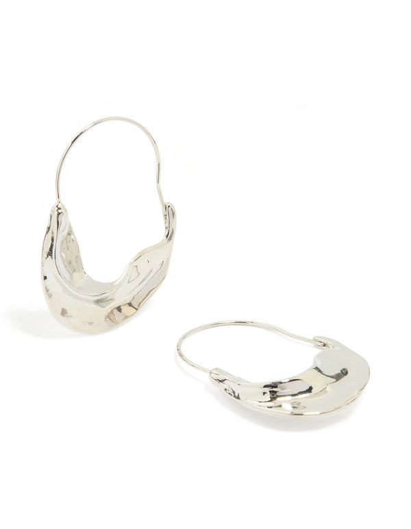 Silver Skinny Thick Detail Hoop Earrings