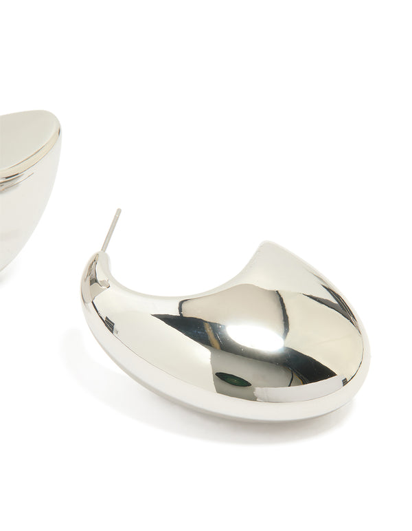 Silver Chunky Thick Hoop Earrings