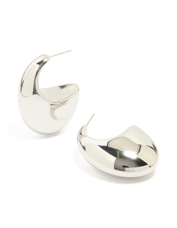Silver Chunky Thick Hoop Earrings