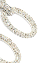 Silver Diamante Oval Chain Earrings - link has visual effect only
