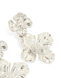 Silver Statement Flower Drop Earrings - link has visual effect only