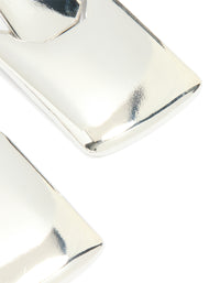 Silver Square Link Drop Earrings - link has visual effect only