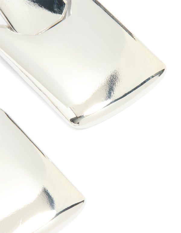 Silver Square Link Drop Earrings