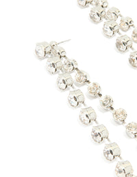 Silver Diamante Pearl Chain Drop Earrings - link has visual effect only