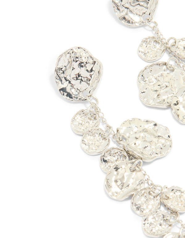 Silver Organic Petal Drop Earrings