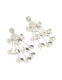 Silver Flower Chain Drop Organic Earrings - link has visual effect only