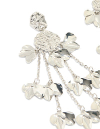Silver Flower Chain Drop Organic Earrings - link has visual effect only