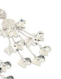 Silver Flower Chain Drop Organic Earrings - link has visual effect only