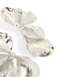 Silver Half Flower Statement Earrings - link has visual effect only