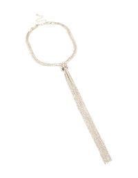 Silver Diamante Cup Chain Toggle Detail Necklace - link has visual effect only