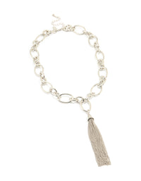 Silver Chain Fringe Drop Necklace - link has visual effect only