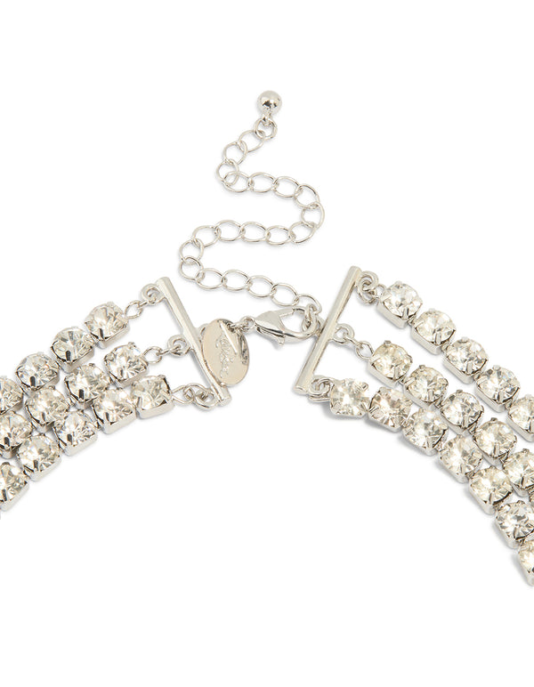 Silver Diamante Cup Chain Layered Necklace