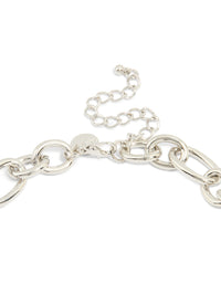 Mixed Metal Thick Chain Heart & Lock Charm Necklace - link has visual effect only