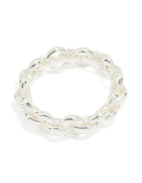 Silver Thick Rolo Chain Bracelet - link has visual effect only
