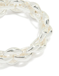 Silver Thick Rolo Chain Bracelet - link has visual effect only