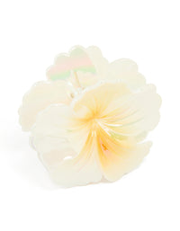 Iridescent Yellow Pearlised Hibiscus Claw Clip - link has visual effect only