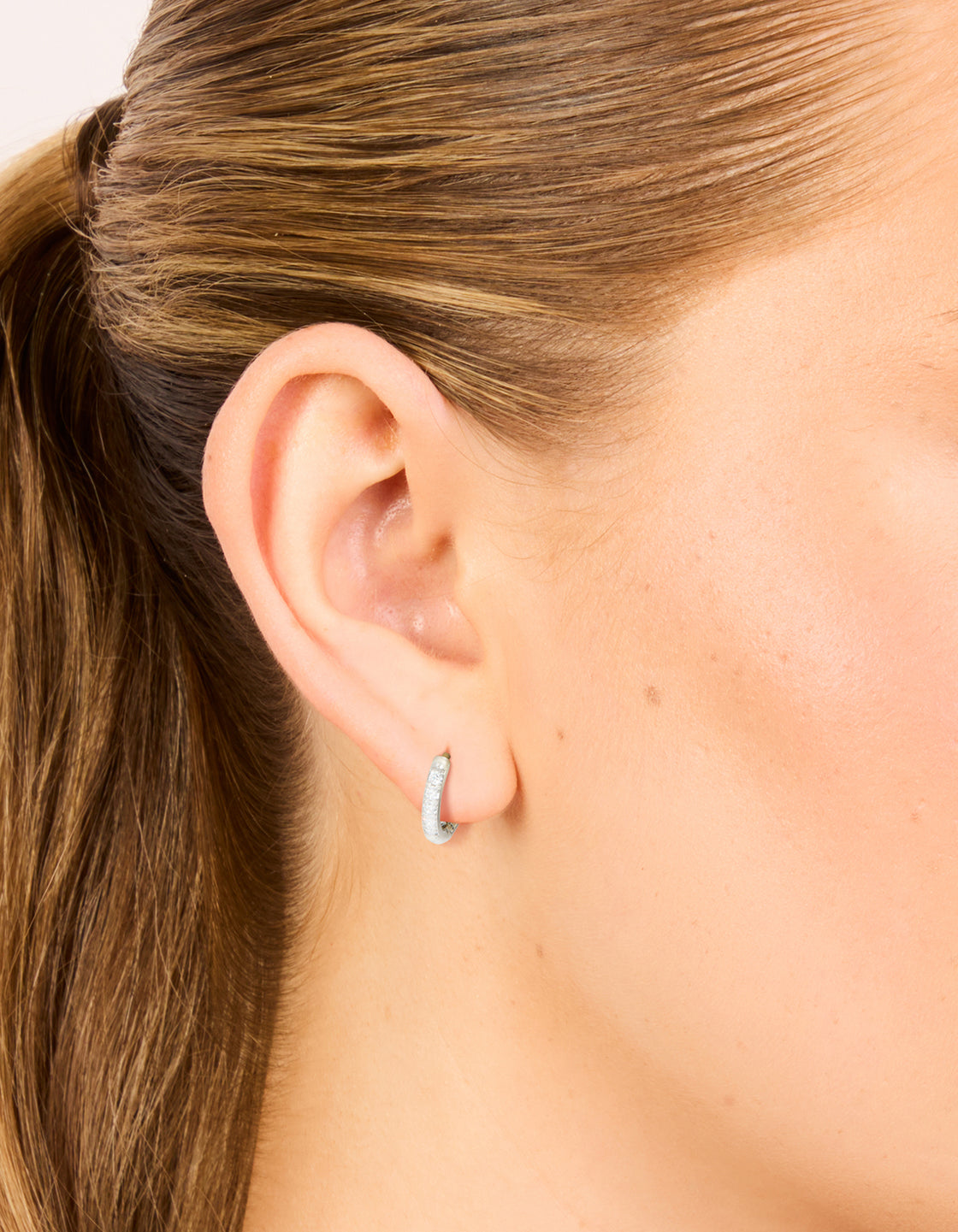 Surgical Steel Cubic Zirconia Classic Hoop Earrings