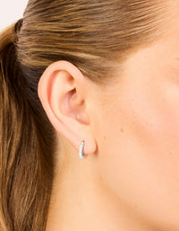 Surgical Steel Cubic Zirconia Classic Hoop Earrings - link has visual effect only