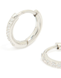 Surgical Steel Cubic Zirconia Classic Hoop Earrings - link has visual effect only