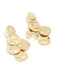 Gold Plated MoltenTextured Disc Drop Earrings - link has visual effect only