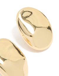 Gold Plated Organic Oval Pebble Stud Earrings - link has visual effect only