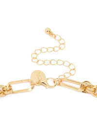 Gold Plated Thick Figaro Bar Necklace - link has visual effect only