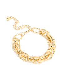 Gold Plated Intertwined Oval Link Bracelet - link has visual effect only