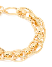 Gold Plated Intertwined Oval Link Bracelet - link has visual effect only