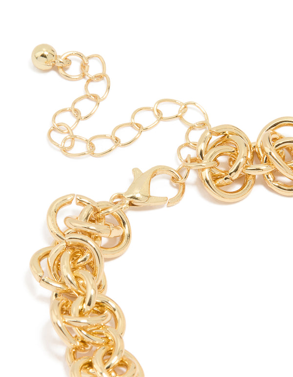 Gold Plated Chunky Interwoven Link Bracelet
