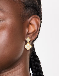 Gold Plated Cubic Zirconia Small & Medium Flower Earrings - link has visual effect only