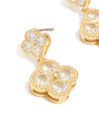 Gold Plated Cubic Zirconia Small & Medium Flower Earrings - link has visual effect only