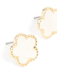 Gold Plated Flower Inlay Stud Earrings - link has visual effect only