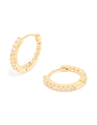 Gold Plated Cubic Zirconia Small Huggie Earrings - link has visual effect only