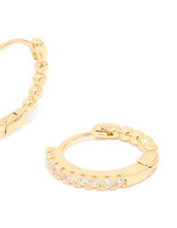Gold Plated Cubic Zirconia Small Huggie Earrings - link has visual effect only