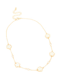 Gold Plated Cubic Zirconia Flower Station Necklace - link has visual effect only