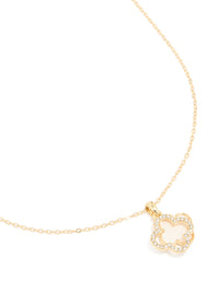 Gold Plated Diamante Outline Flower Pendant Necklace - link has visual effect only
