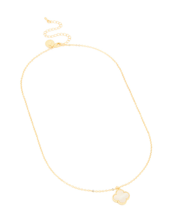 Gold Plated Flower Outline Pendant Necklace