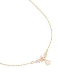 Gold Plated Cubic Zirconia Floral Teardrop Necklace - link has visual effect only
