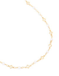 Gold Plated Pearl Flower Outline Necklace - link has visual effect only