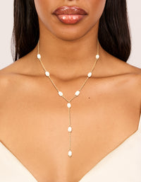 Gold Plated Freshwater Pearl Station Y-Necklace - link has visual effect only