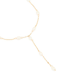 Gold Plated Freshwater Pearl Station Y-Necklace - link has visual effect only
