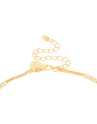 Gold Plated Cubic Zirconia Cup Chain & Snake Chain Y-Layered Necklace - link has visual effect only