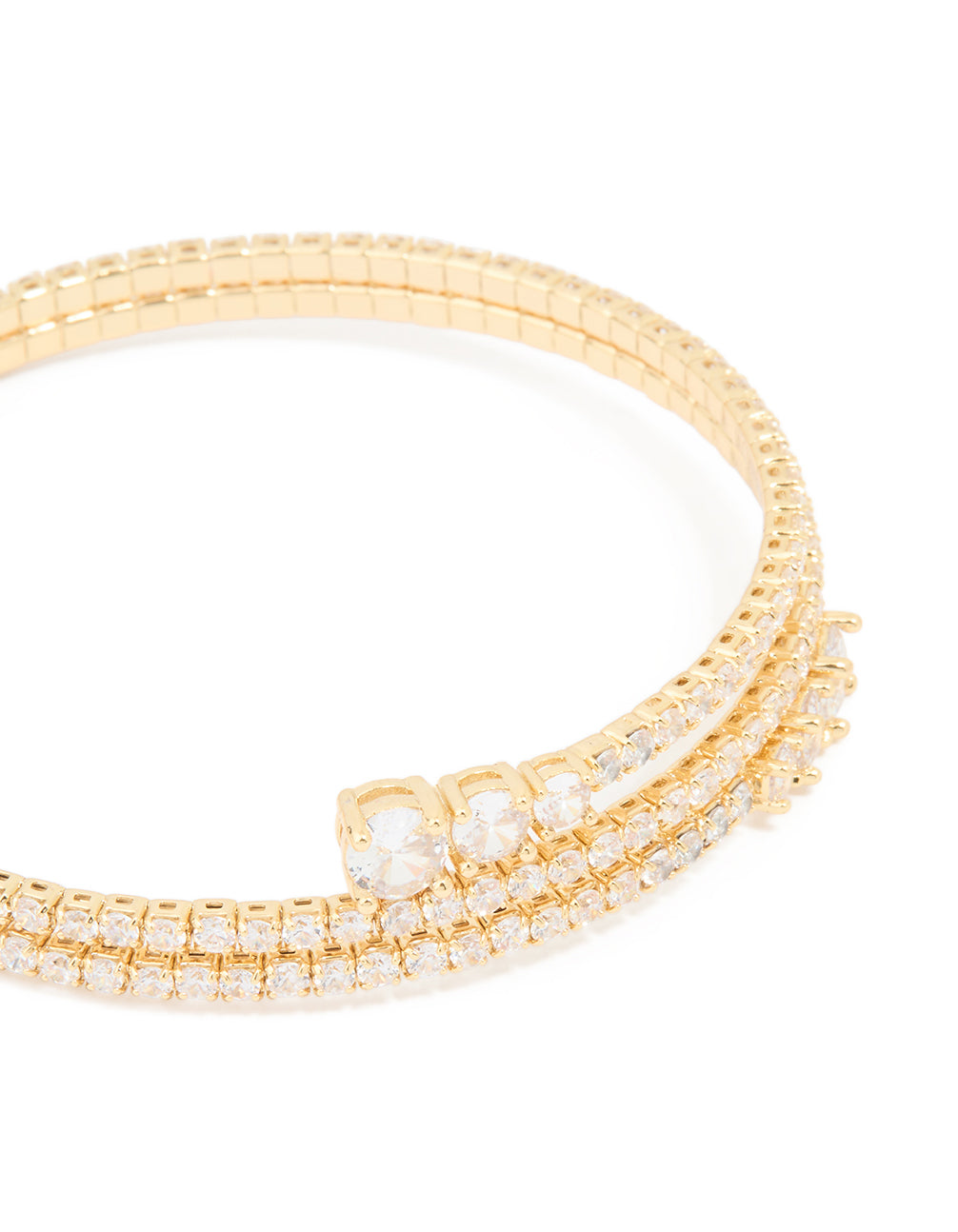 Gold Plated Cubic Zirconia Layered Bangle