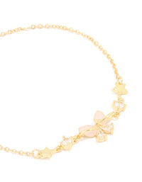 Gold Plated Pink Butterfly & Star Bracelet - link has visual effect only